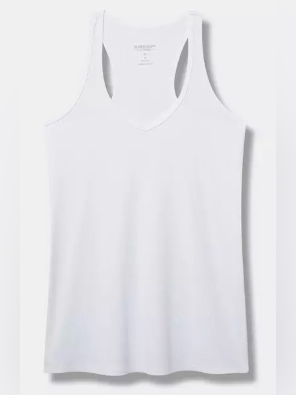 #x511 - Torrid Super Soft Ribbed V-Neck Racerback Tank Bright White Sleeveless